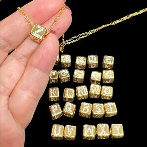 14K GP Name initials (Letter) pendant & necklace CHOOSE one from A-Z